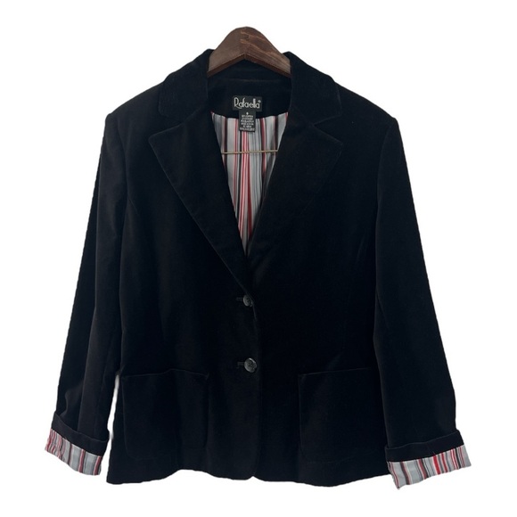 Rafaella Jackets & Blazers - Rafaela Velvet Two Button Black Y2K Stretch Blazer SZ 6 New